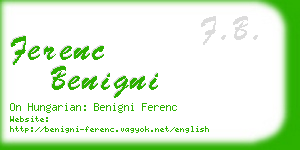 ferenc benigni business card